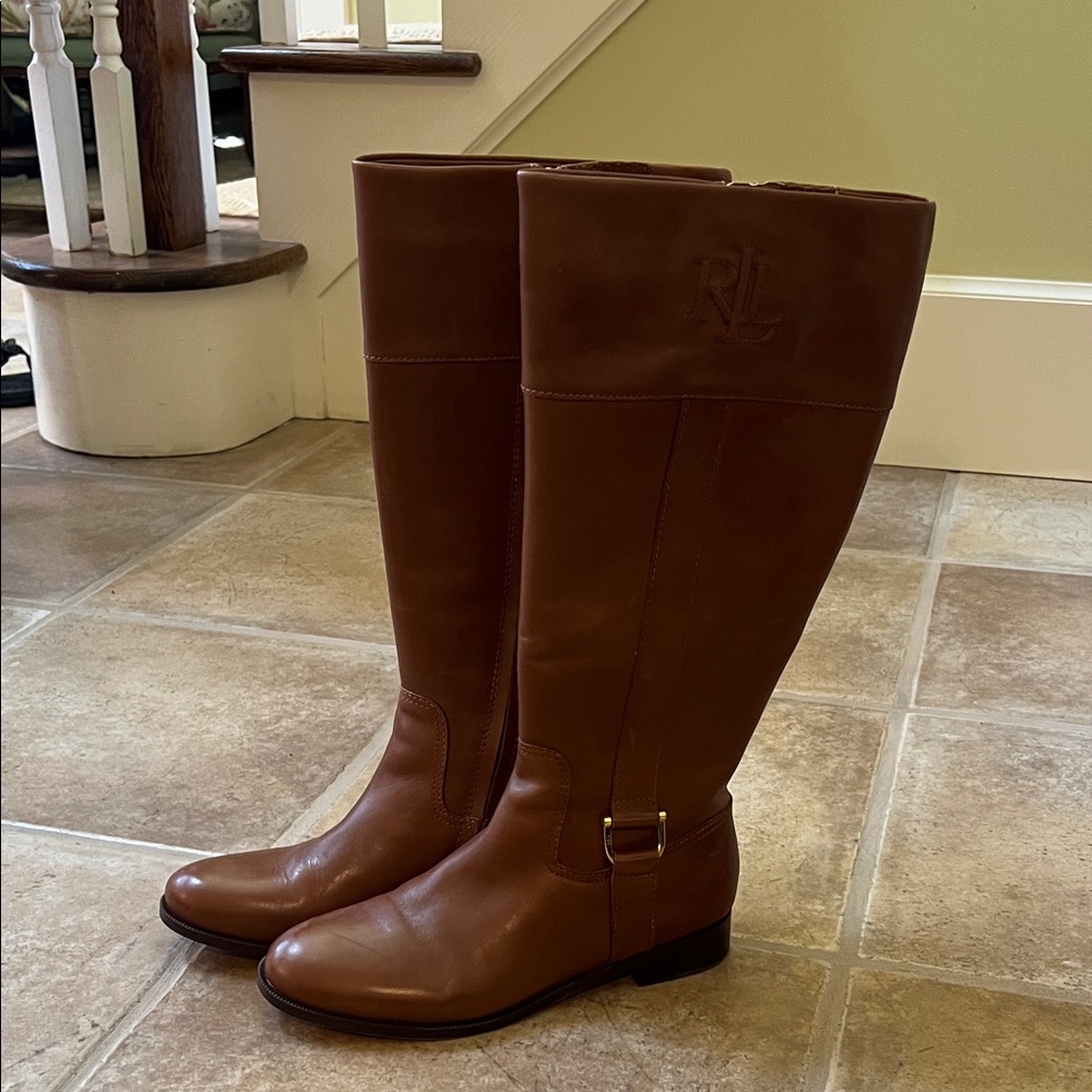 Bernadine W. Ralph Lauren Women's Brown Wide Calf Boots